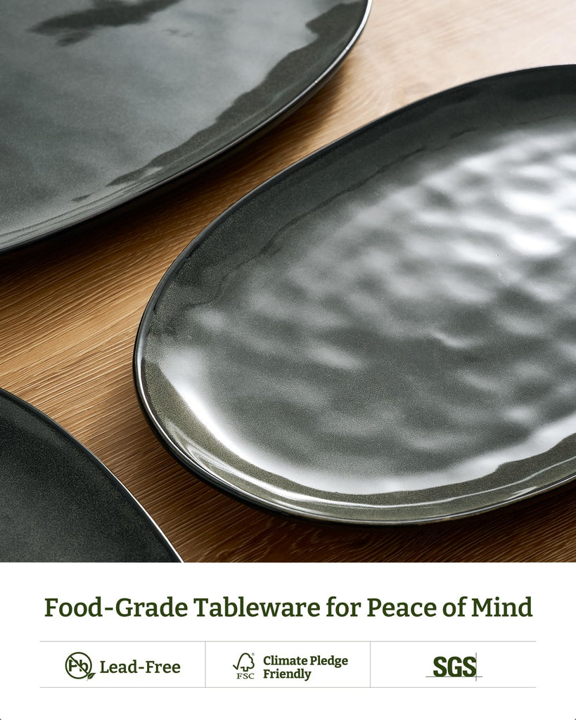 Serving Platters Set of 3 Sizes - Oval, Deep Forest