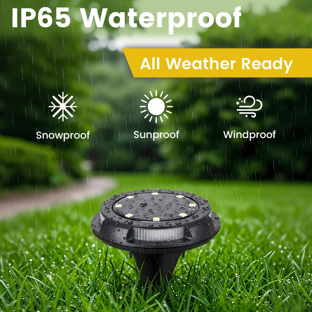 8 Pack Solar Ground Lights Uplight Sidelight 4000K Driveway Lights