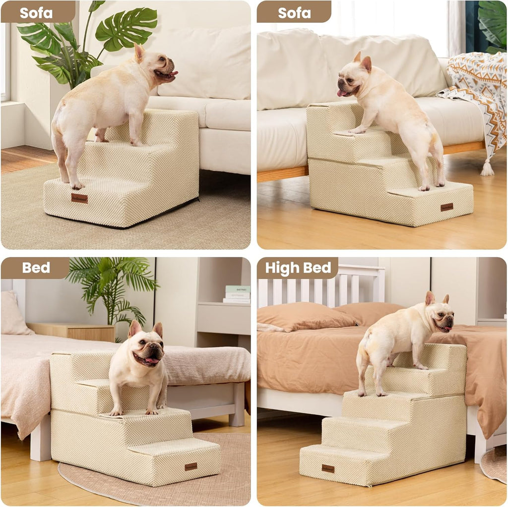 Dog Steps for Bed & Couch, 18.5" H 4-Step Pet Stairs for Small Dogs