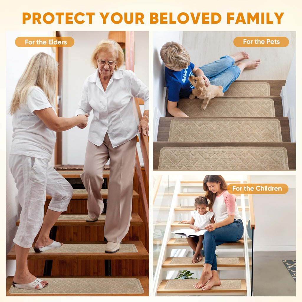 Runner, 15 Pack 8"×30" Carpet, Carpet for Stairs, Beige