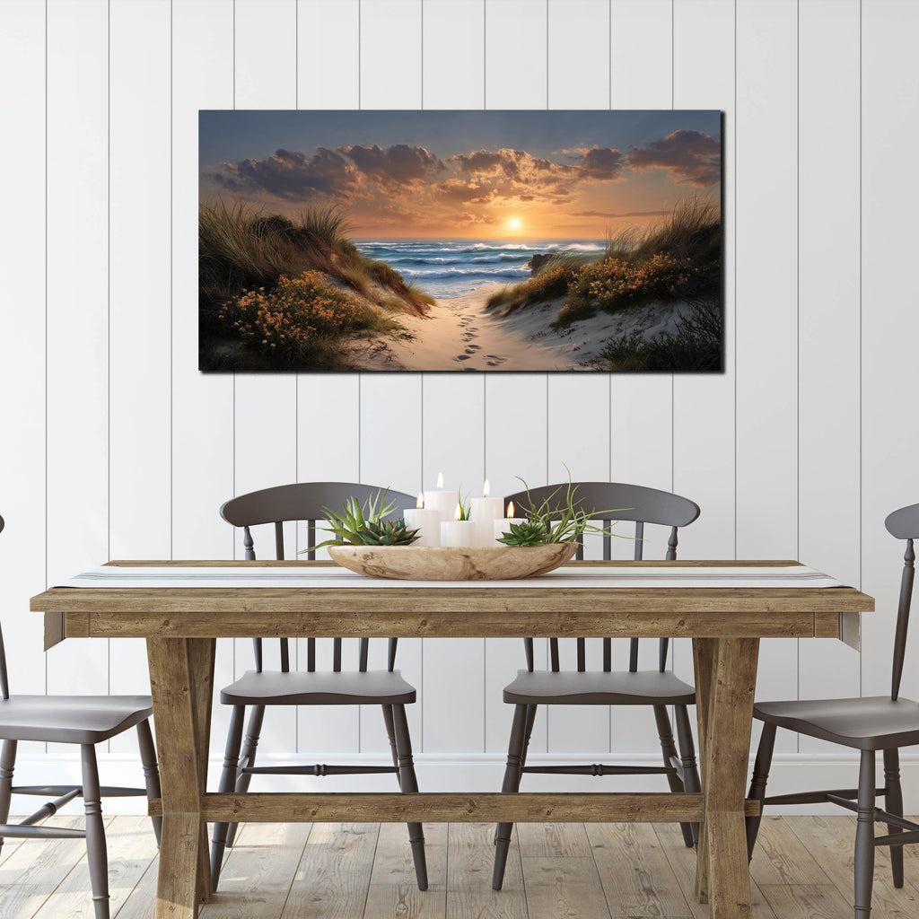 Sunset Canvas Wall Art Brown Picture