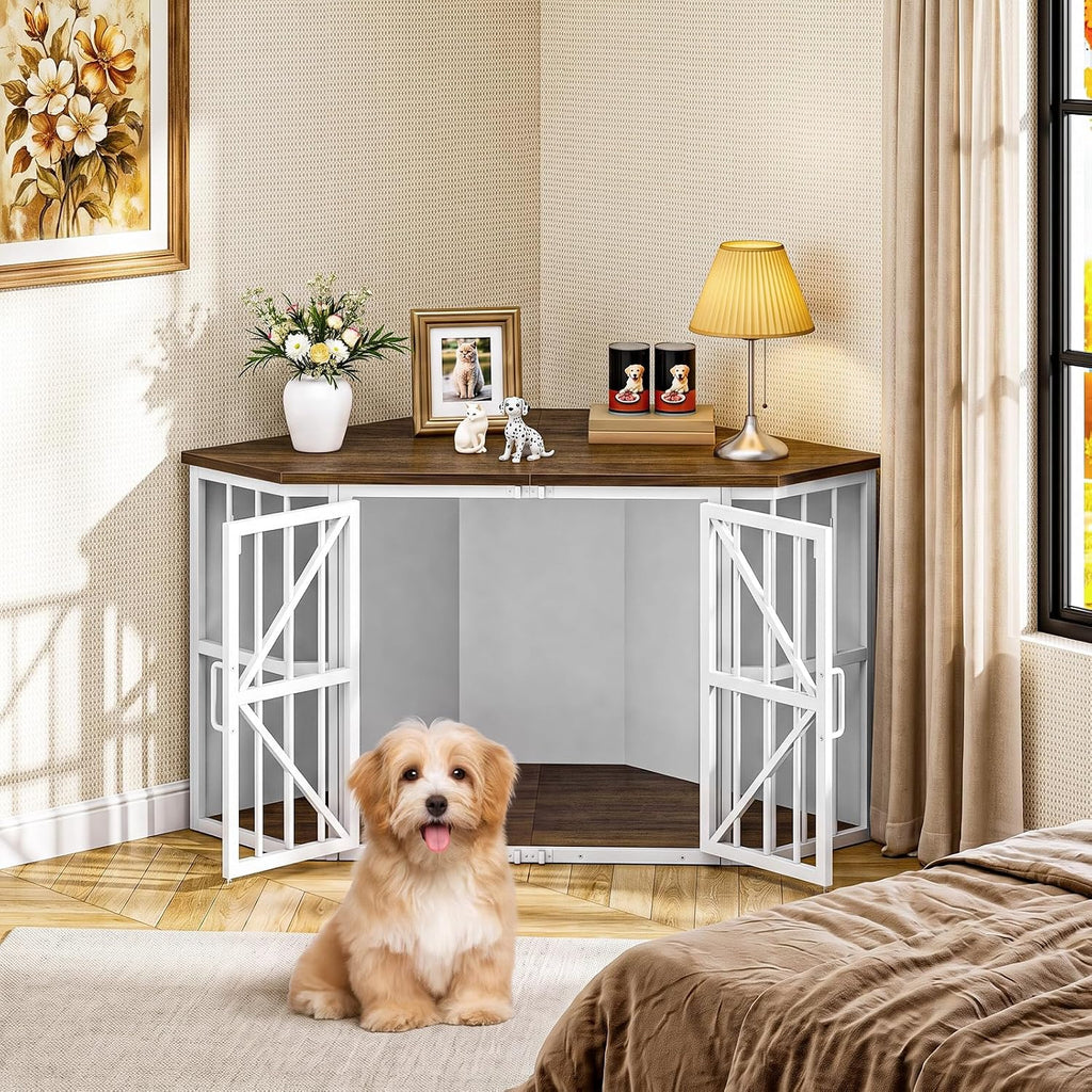 Corner Dog Crate Furniture for Medium Dogs