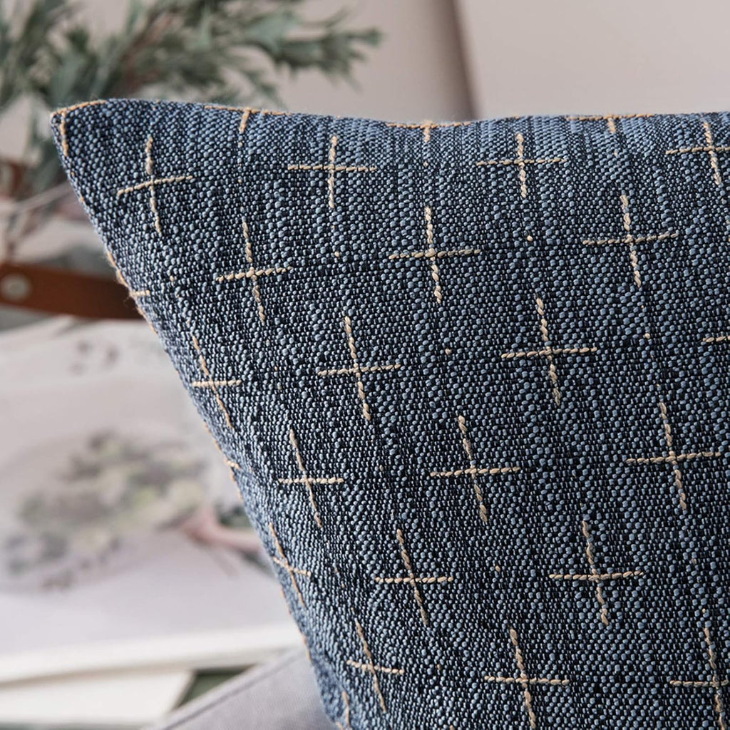 Pack of 2 Decorative Burlap Linen Throw Pillow Covers Modern Farmhouse Vintage Pillowcase Rustic Woven Textured