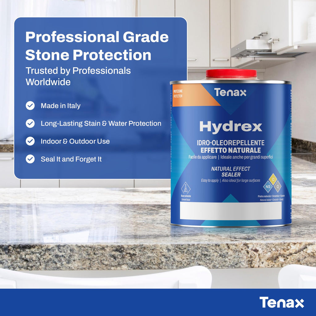 Hydrex Stone Sealer - Professional Penetrating Sealer for Granite, Marble, Natural Stone & Concrete - Stain & Water