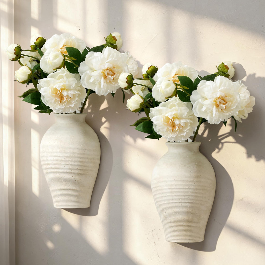 2 Pack Ceramic Wall Vase Home Decor Hanging Planter (12" Rustic)