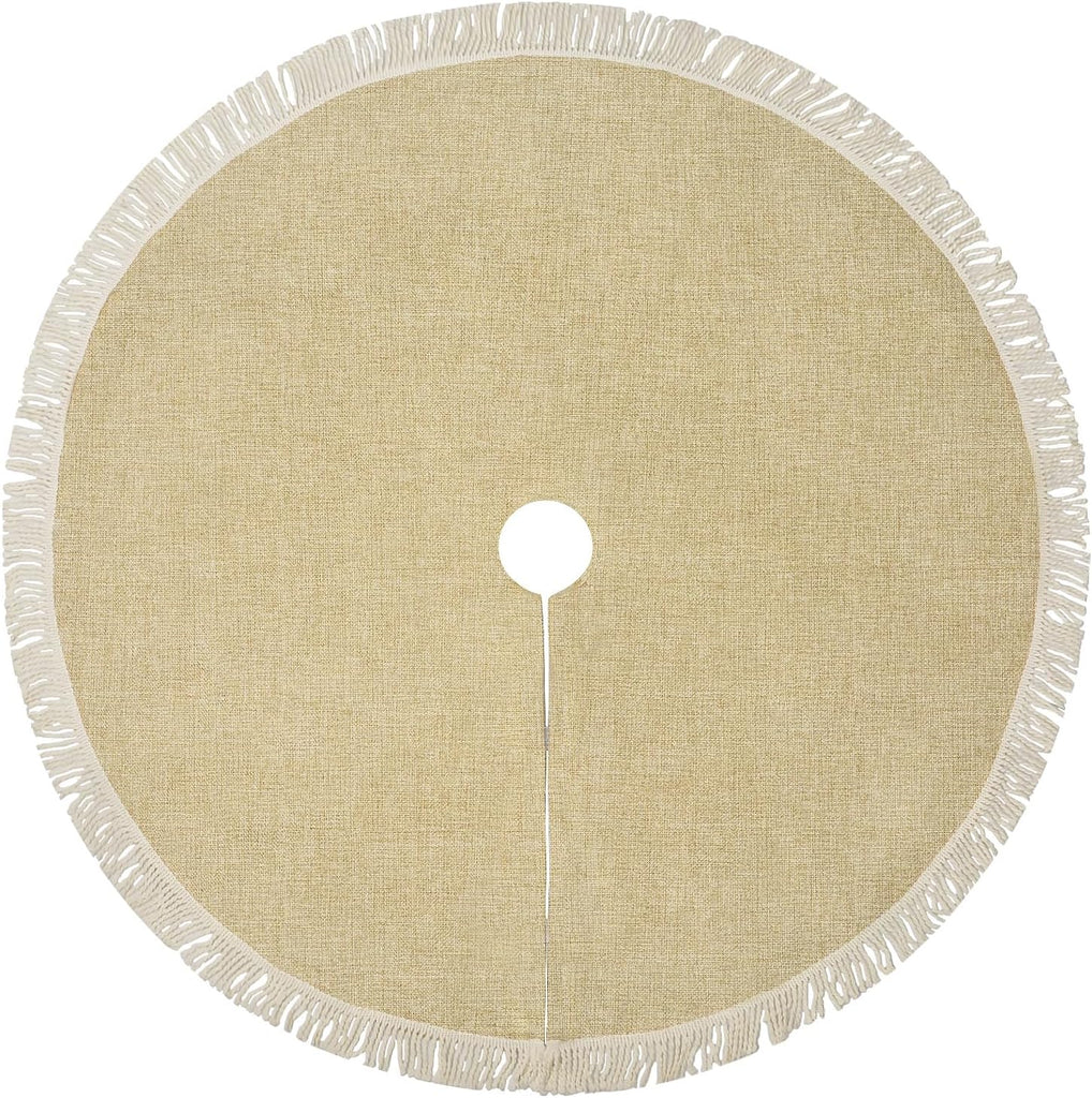 36" Burlap Tree Skirt with Tassel Farmhouse Jute Linen Fall Tree Skirt