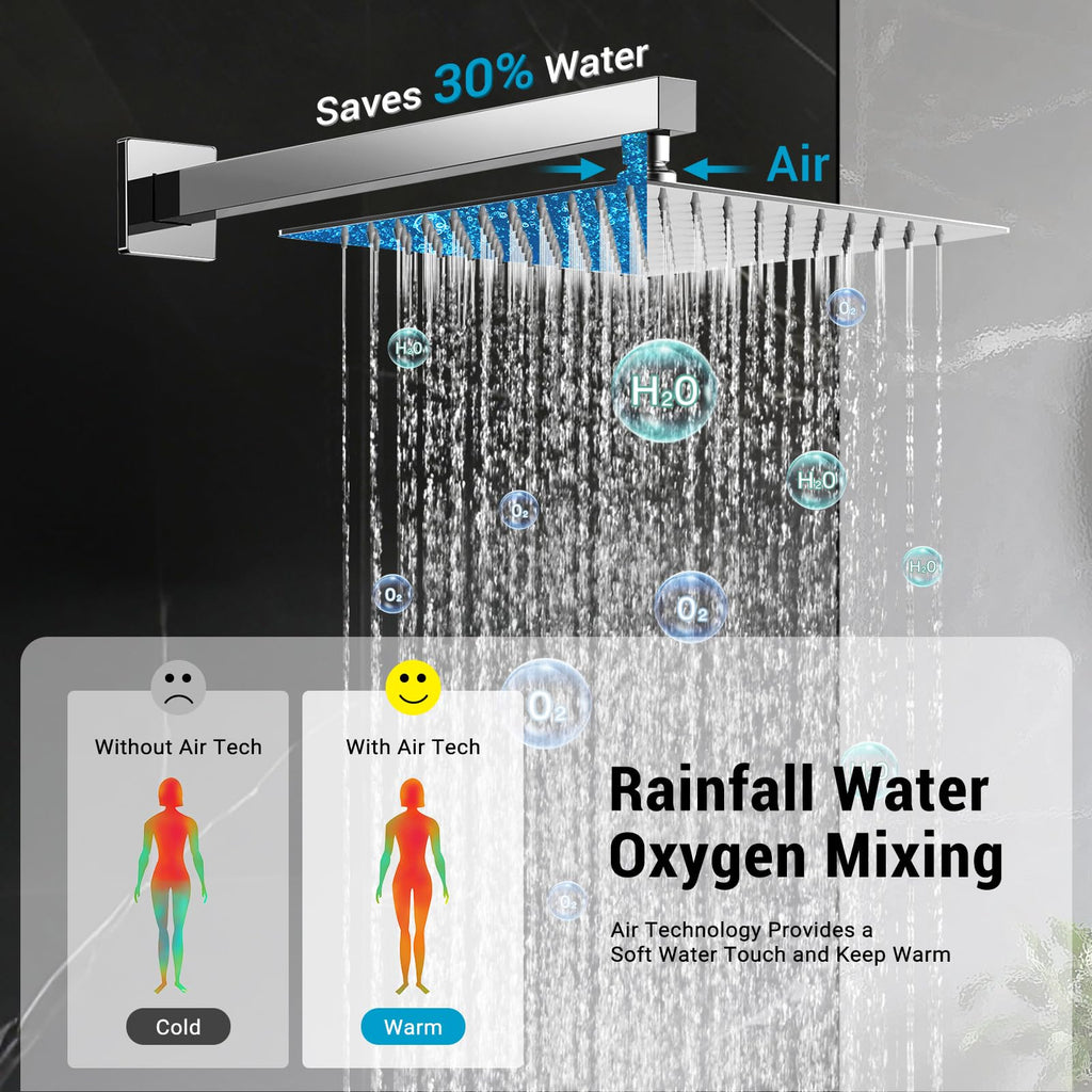10" Rain Shower Faucet Set with Tub Spout, Chrome