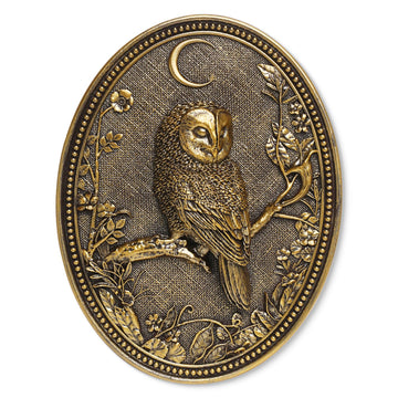 Vintage Owl Wall Sculpture, Antique Wall Decor, William Morris Wall Art