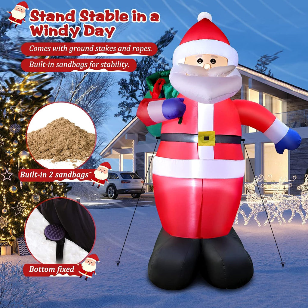 8 FT Christmas Inflatables Santa Claus Outdoor Decorations, Blow Up Santa Claus with Gifts Bag, Big Santa Carrying