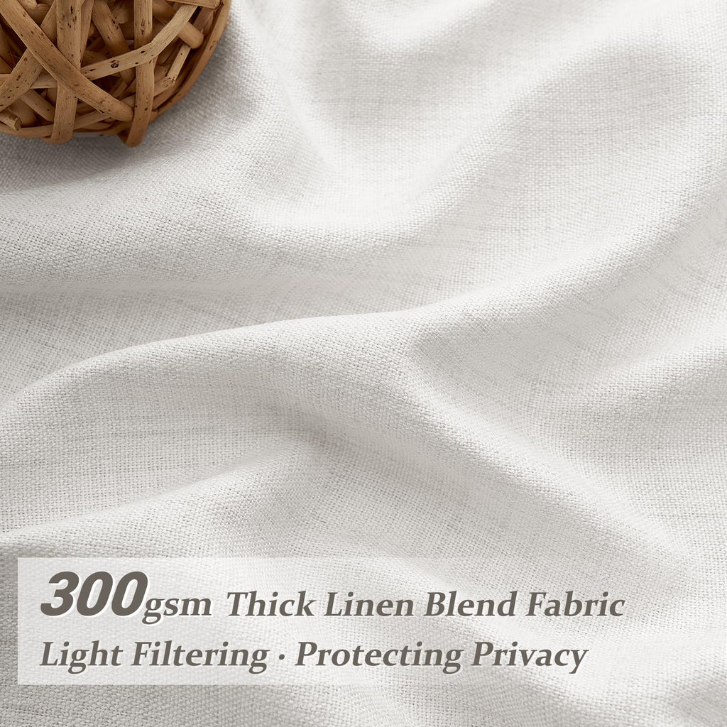 Memory Trained Pinch Pleat 60 Inch Wide Room Divider Curtains 102 Inches Long, Off White Light Filtering Linen Semi