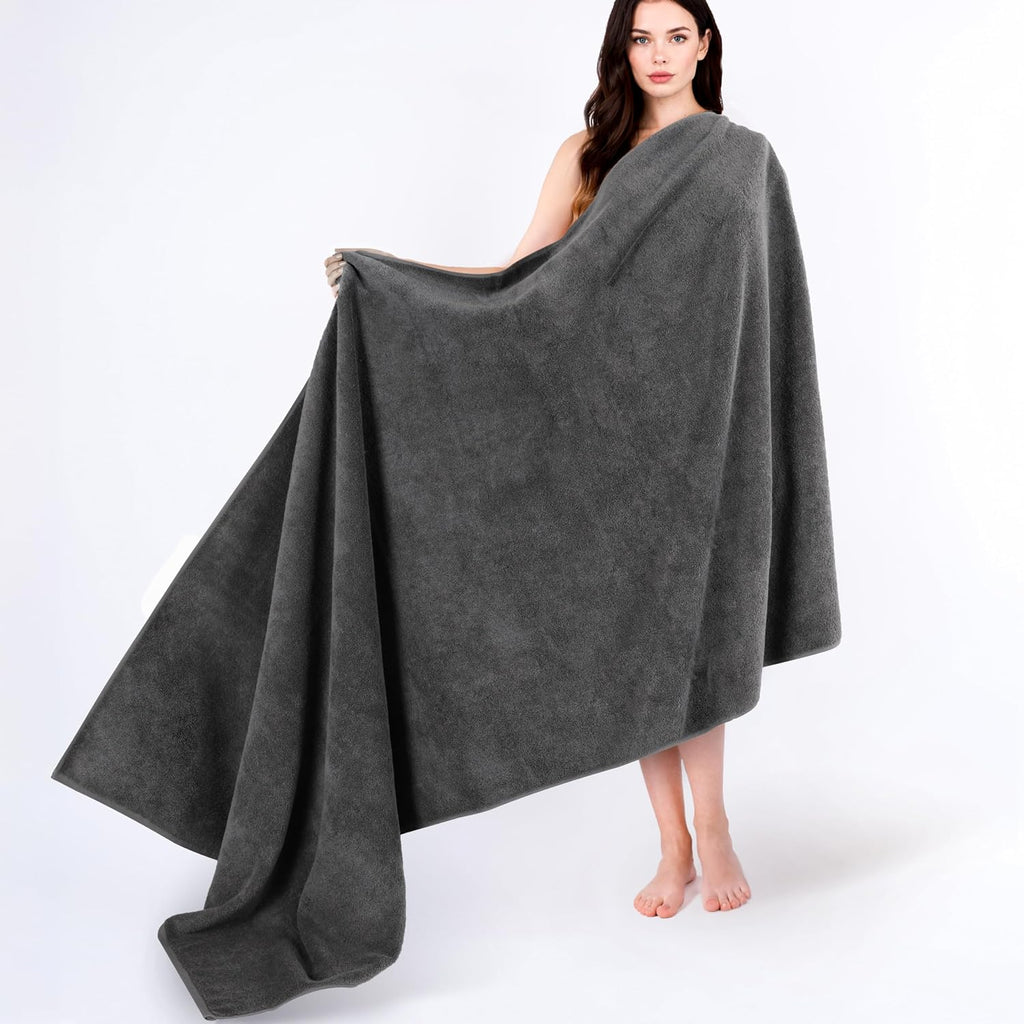 100% Cotton Turkish Towel, Soft Absorbent Quick Dry, 40x80 Oversized Bath Sheet Towel, Dark Gray