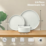 Dinnerware Sets for 8, 24-Piece Stoneware Plates and Bowls Set, Modern Kitchen Dinning Dishware