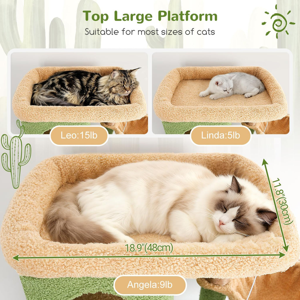 Cactus Corner Cat Tree, 66in Multi-Level Climbing Tower