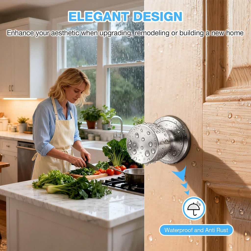 5 Pack Passage Door Knob, Brushed Nickel Door Knobs Keyless Doorknobs for Interior Doors, Hallway, Closet and More