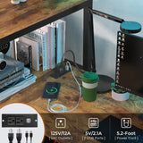 Twin Loft Bed with L-Shaped Desk, LED Lights,Charging Station LED Metal Kids Loft Bed Twin with 3 Storage Shelves and