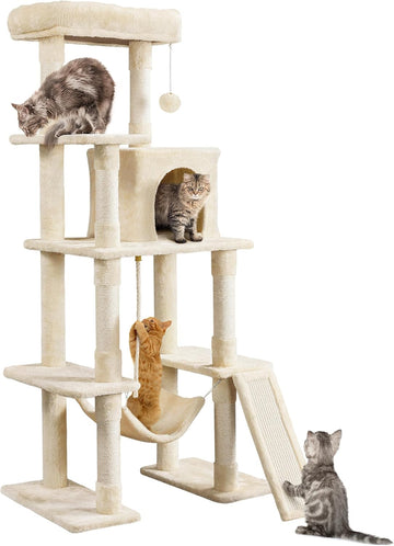 63in Sturdy Large Cat Tree for Indoor Heavy Cats, Tall Tower
