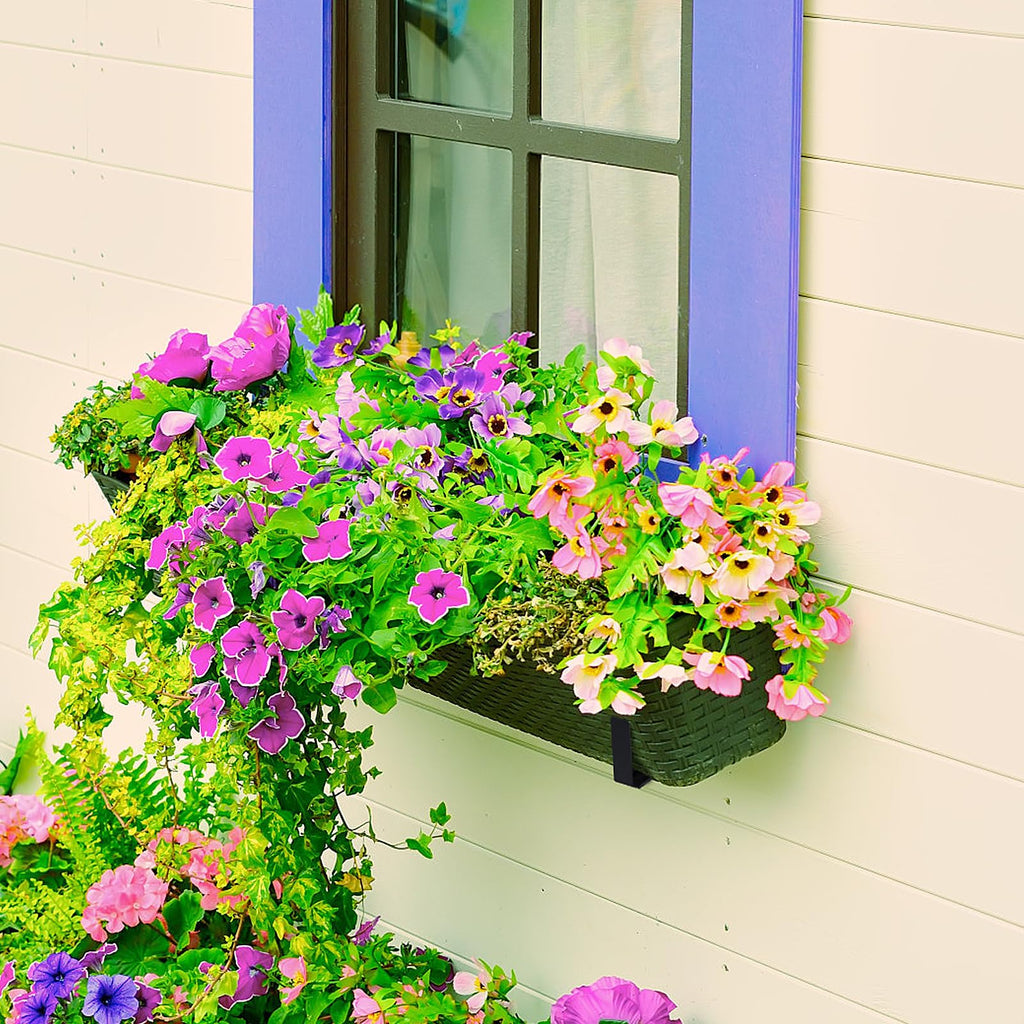 Window Box Brackets, 4 Pack Adjustable Heavy Duty Wall Mount Flower Box Holder (6 to 12 in), with 70lbs Capacity