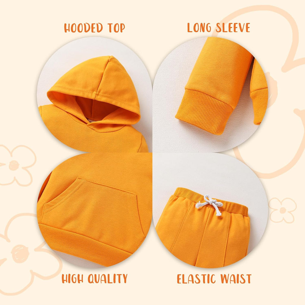 Baby Clothes for Girls Boy Solid Color Hoodie and Sweatpants Fall Winter Outfit Toddler Sweatsuit