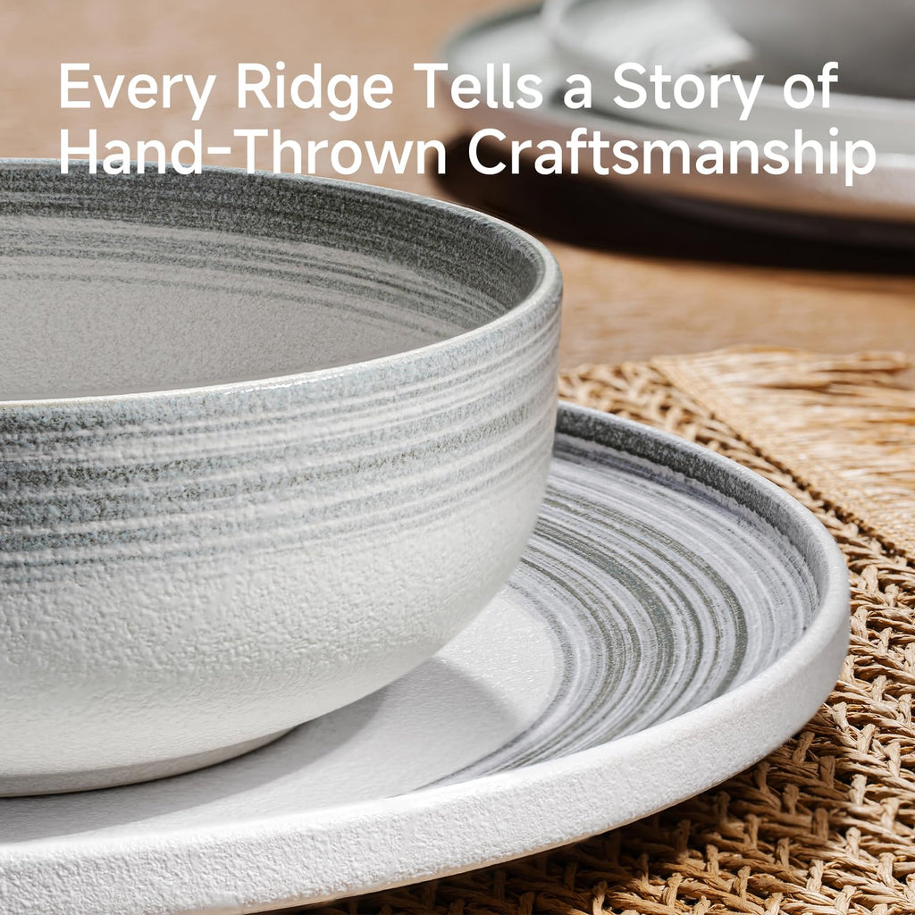 Stoneware Dinnerware Set for 6, 18-Piece Ceramic Plates & Bowls