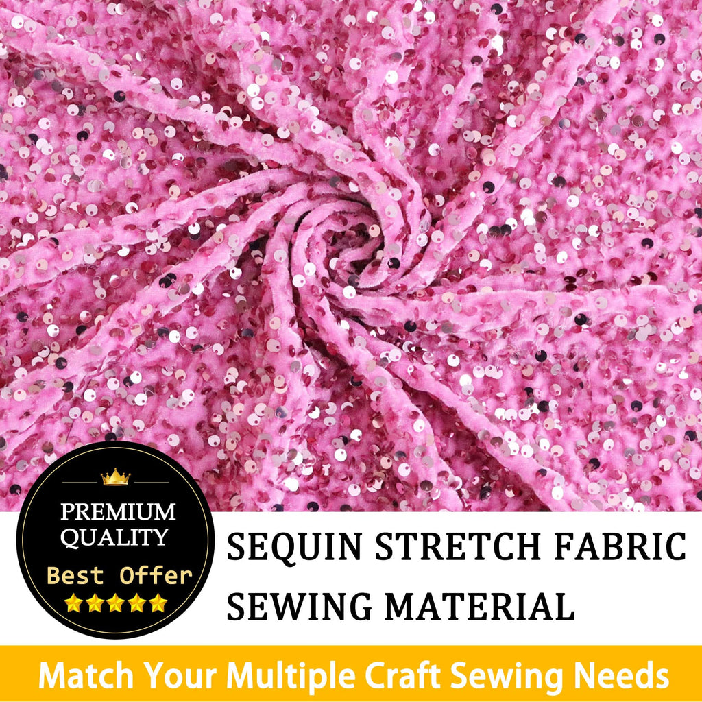 Pink Sequin Fabric 5 Yards Sequin Velvet Fabric by The Yard Shimmer Sequence Fabrics for Sewing Clothes Reversible