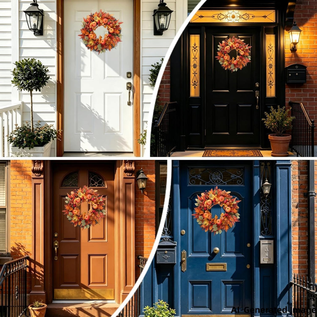 Fall Wreath for Front Door 24 inch Autumn Thanksgiving Wreath