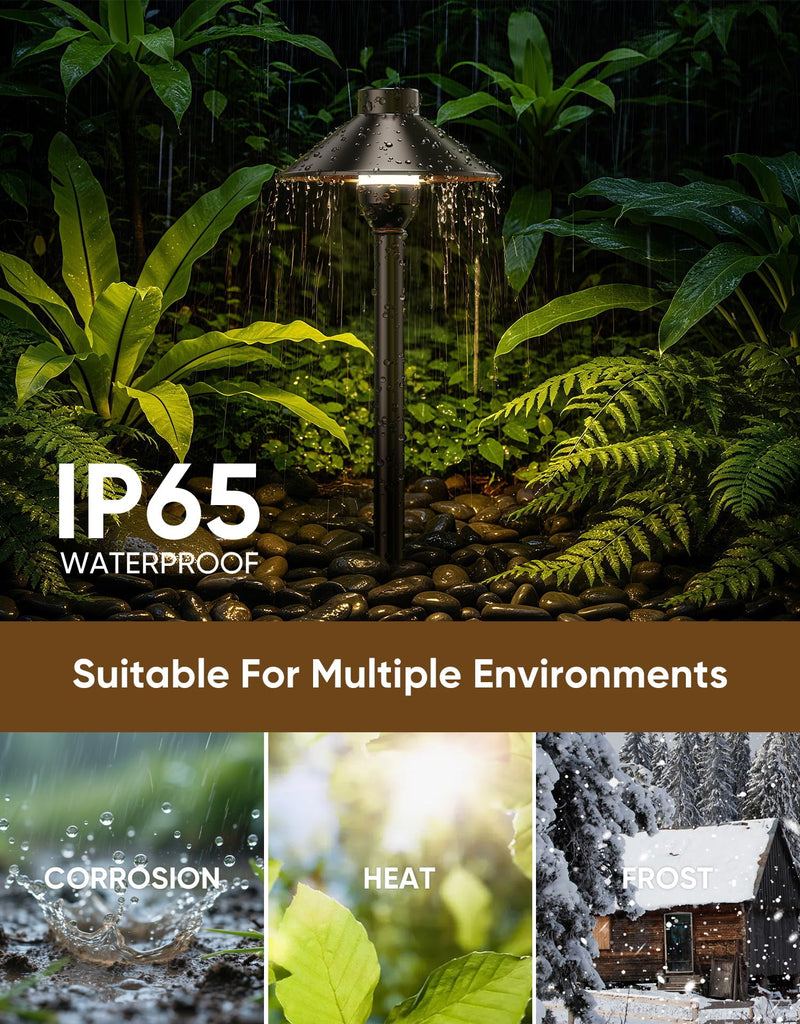 Low Voltage Landscape Lighting 24-Pack, Aluminum 12V Pathway Lights with G4 Bulbs, Waterproof Oil Rubbed Bronze Color