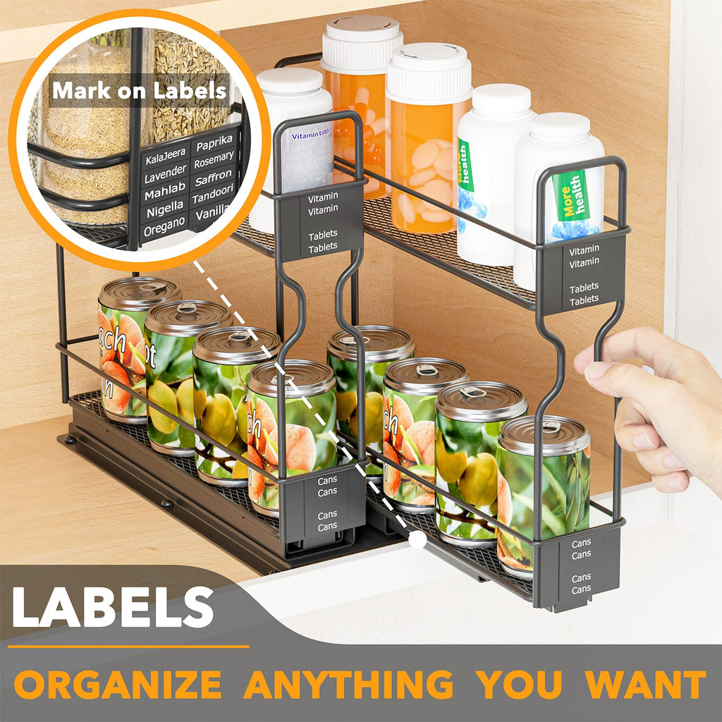 Pull Out Spice Rack Organizer for Cabinet, Heavy Duty Slide Out Seasoning Kitchen Organizer, Cabinet Organizer