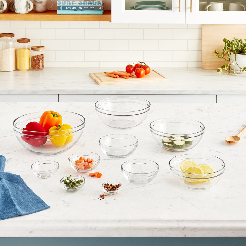 10 Piece Mixing Bowl Set, Nesting Serving Bowls & Mixing Bowls (1 oz, 2 oz, 4 oz, 6 oz, 10 oz, 16 oz, 1 Qt, 1.5 Qt