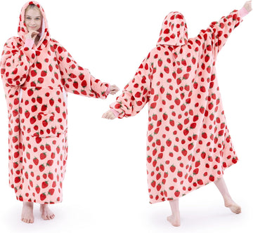 Wearable Blanket Hoodie, Oversized Sherpa Fleece Hooded Sweatshirt Blanket with Sleeves,Cozy and Giant Hoodie