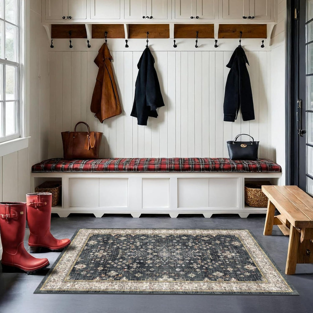 Large 3x5 Entryway Rug Indoor - Washable Non-Slip Low Pile Ultra Soft Area Rug