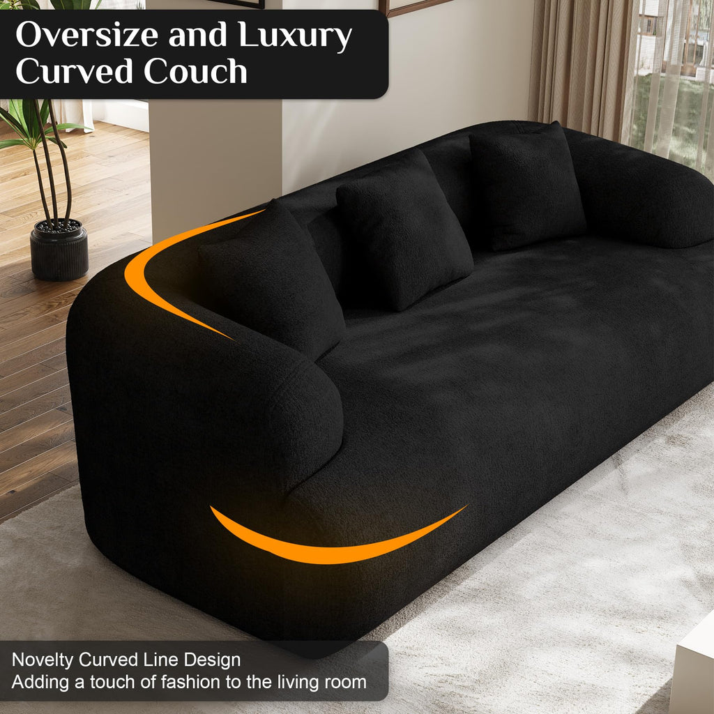 Boneless Couch Set, 91" + 75'' Cloud Couch Set, Chenille Curved Sofa, Modern Compression Sofa, No Assembly Required