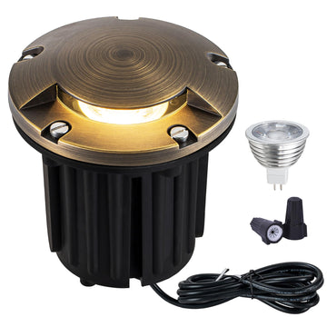 Brass Low Voltage Well Lights Landscape Lighting LED 12V Outdoor In Ground Lights Landscape Lights for Deck