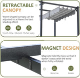 10'x12' Outdoor Pergola with Retractable Canopy, Patio Metal - Image 3