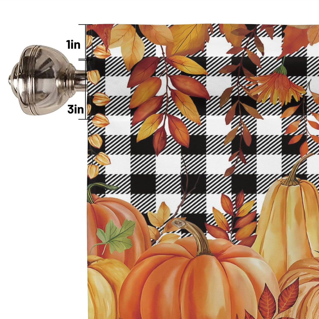 Fall Pumpkin Curtain Valance 2 Pack, Window Treatment 42x12 in