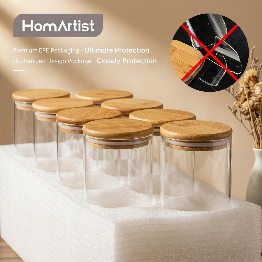 Glass Jars with Bamboo Lids 28 floz [Set of 8], Glass Canisters with Airtight Lids, Glass Food Storage Containers