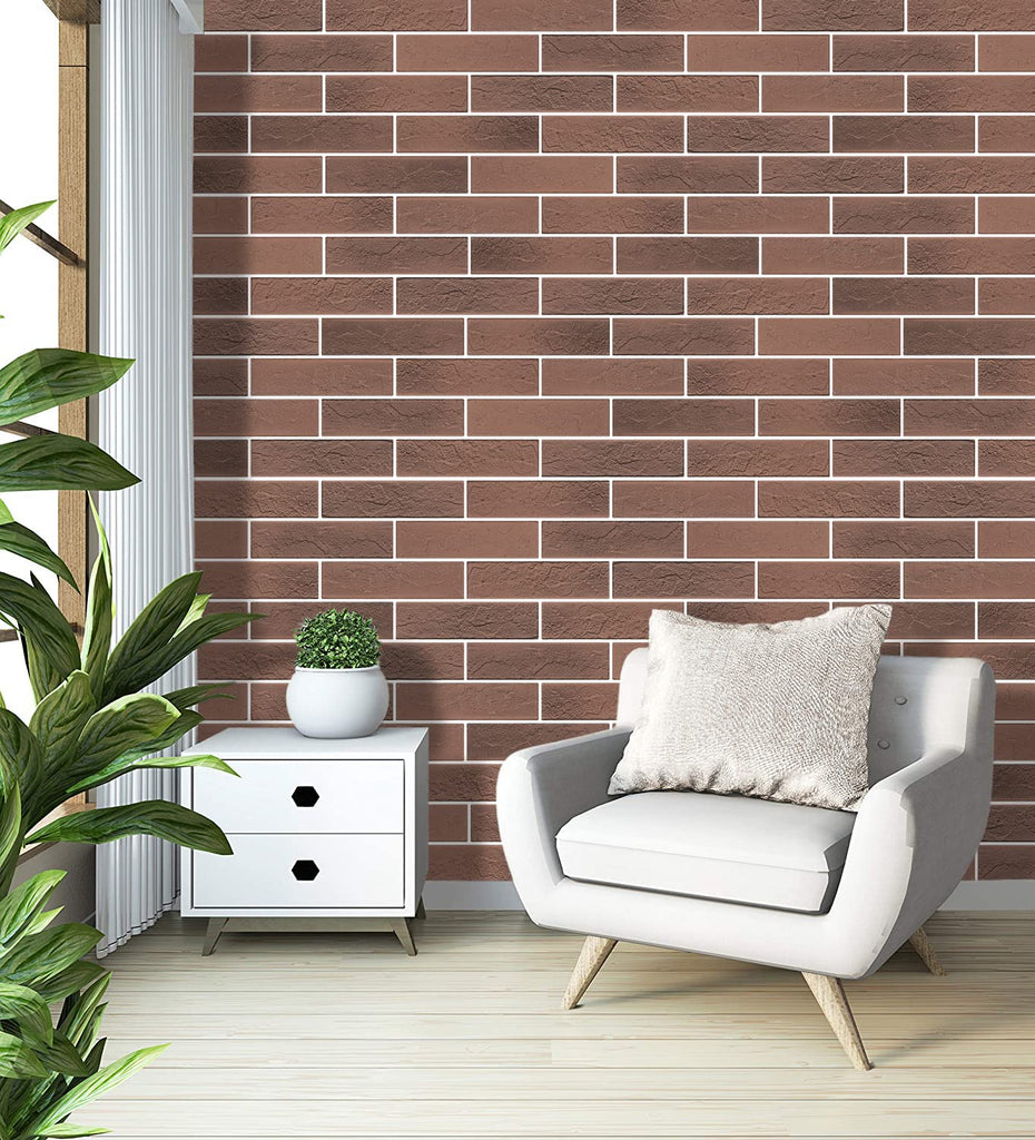 100 Vintage Brown/Red Faux Brick Wall Tiles, 3D Thin Brick Veneers, Fireplace and Fence Wall Panels (14.2 sq ft)