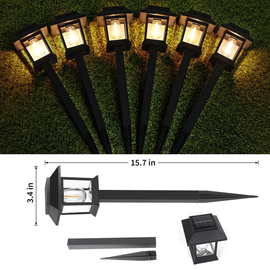 Solar Lights Outdoor, 6 Pack Waterproof Auto On/Off Solar Pathway Lights for Garden, Landscape, Path, Yard, Patio