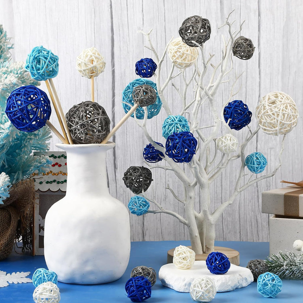 Wicker Rattan Balls, 3 Sizes Decorative Balls for Vase Filler - Set of 40