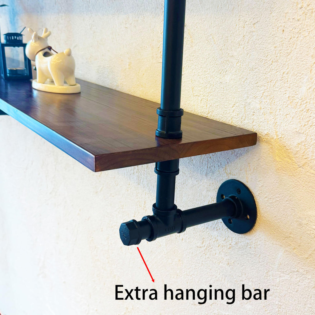 70 Inch Industrial Pipe Wall Shelves Pipe Shelving with Real Wood Plank