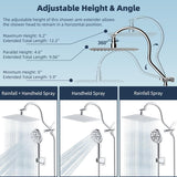 All Metal CUPC Certified Shower Head, 10'' High Pressure Rainfall Shower Head, Handheld Showerhead Combo