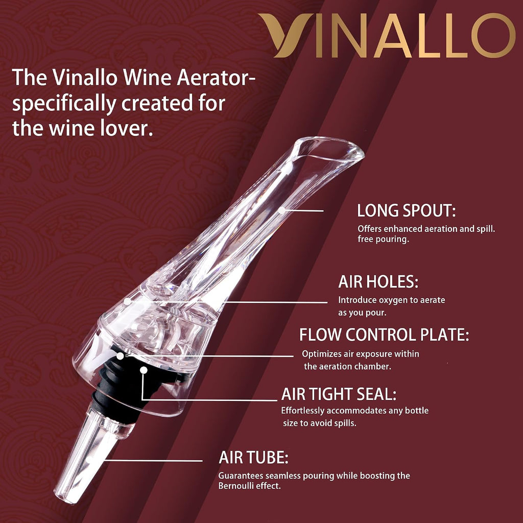 Wine Aerator Pourer Spout Diffuser - Wine Decanter with Aerator Attaches to Wine Bottle for Enhanced Flavor | Premium - Set of 2