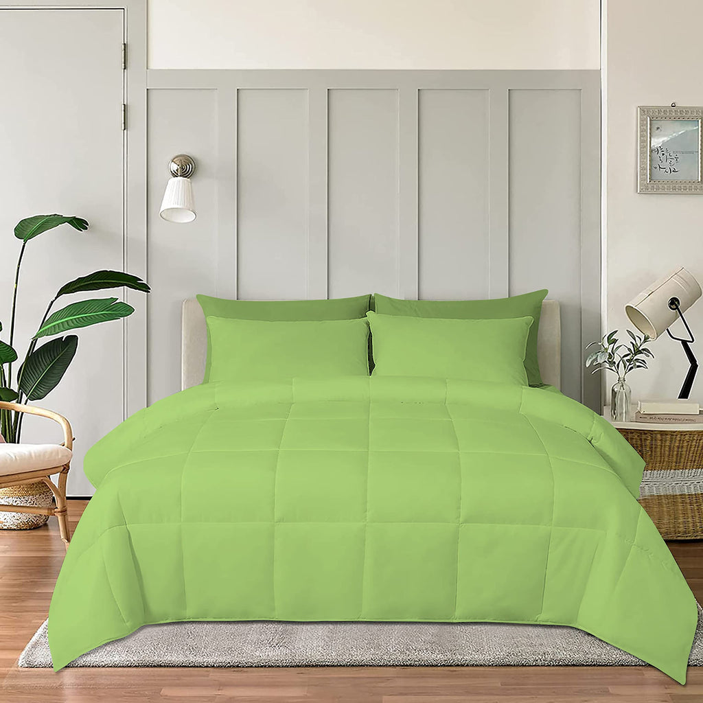 Oversized Super King Size 1000 Thread Count | 550 GSM Fiber Fill | Solid Sage Down Alternative 3 Piece Box Design