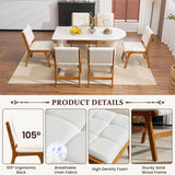 Furniliving Oak Wooden Dining Chairs Set of 2, Mid-Century Modern Linen Fabric Upholstered Kitchen Chair