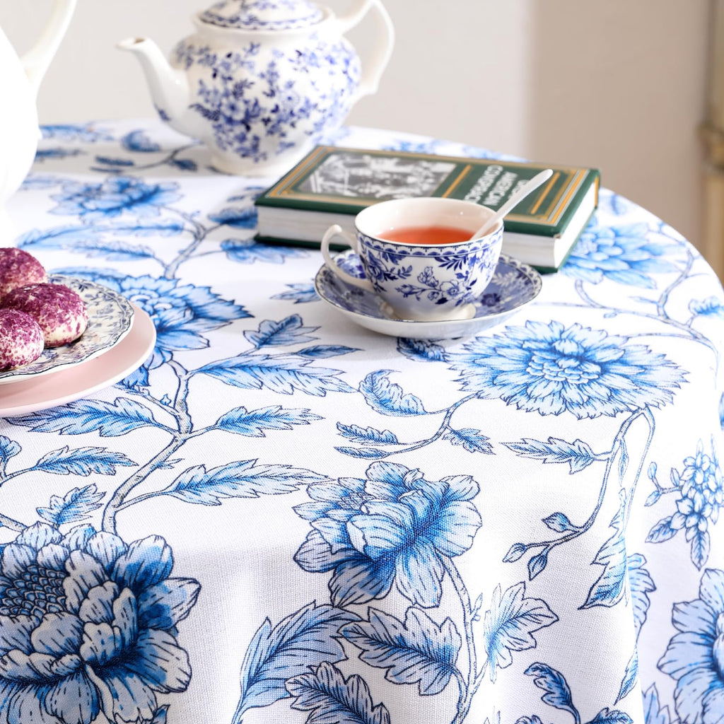 Designer French Round Reusable Tablecloth, Diameter 67"