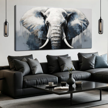 Large Elephant Head Canvas Print Wall Art