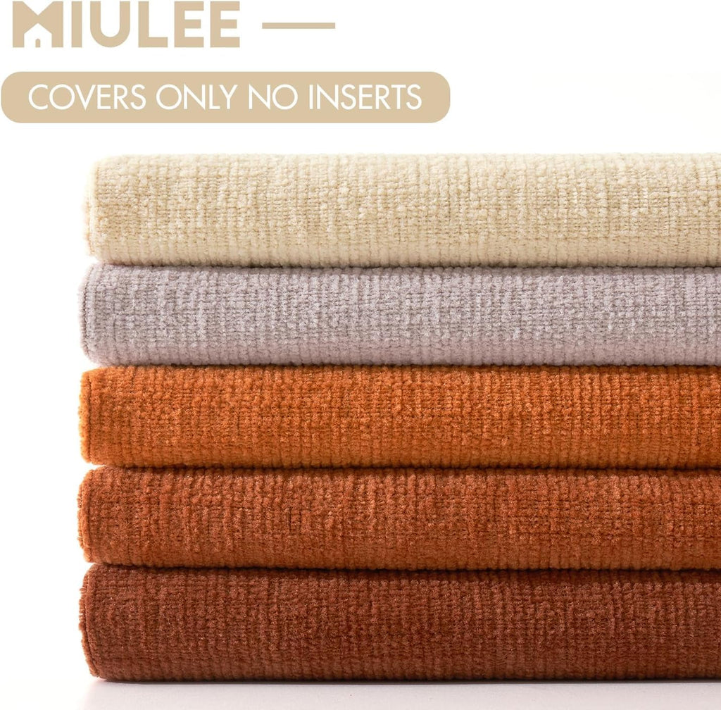 Fall Orange Chenille Couch Throw Pillow Covers, 20x20