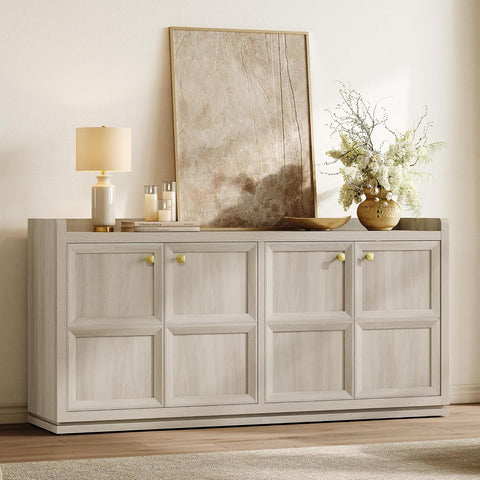 61.7" Wide 4-Door Buffet Cabinet, Extra Long Sideboard with 2 Separate Bays & Adjustable Shelves