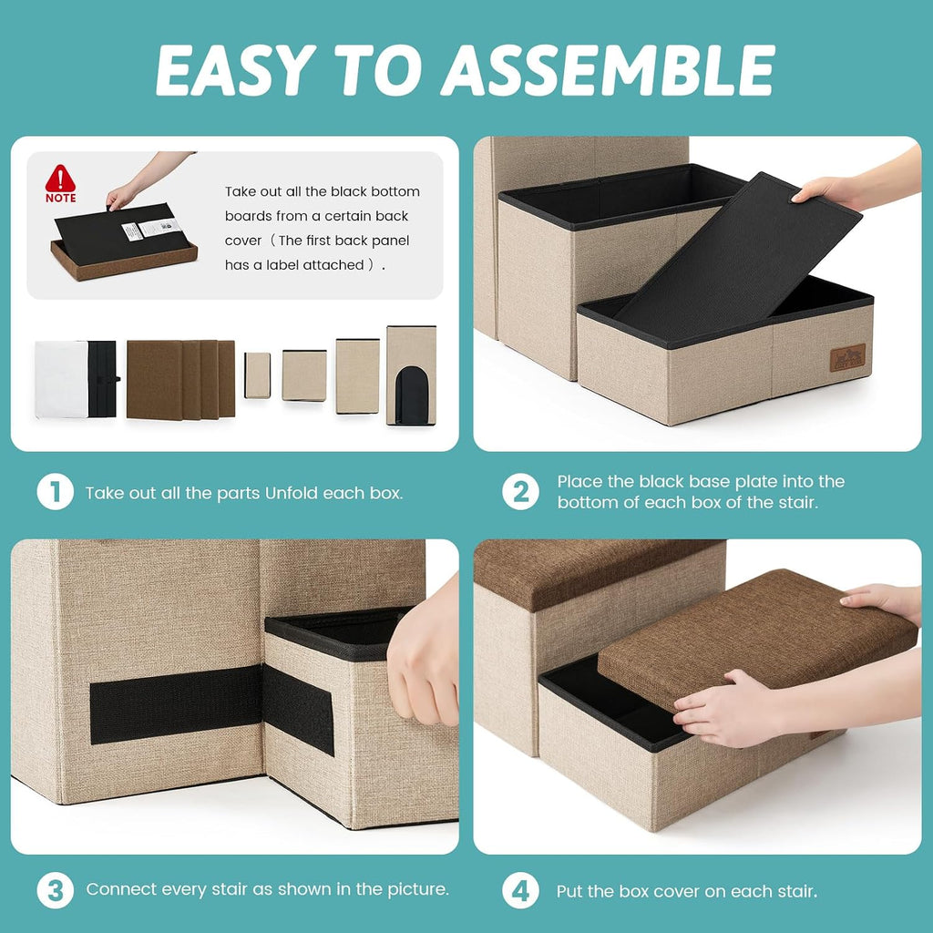 Dog Stairs with Storage, 22.6" H Dog Steps with Condo, 4-Step