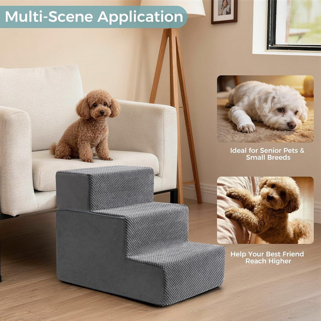 Dog Stairs, Steps and Ramp for High Bed & Sofa, 13-24" H Detachable Pet Stairs for Small Medium Dogs, Sturdy 40D