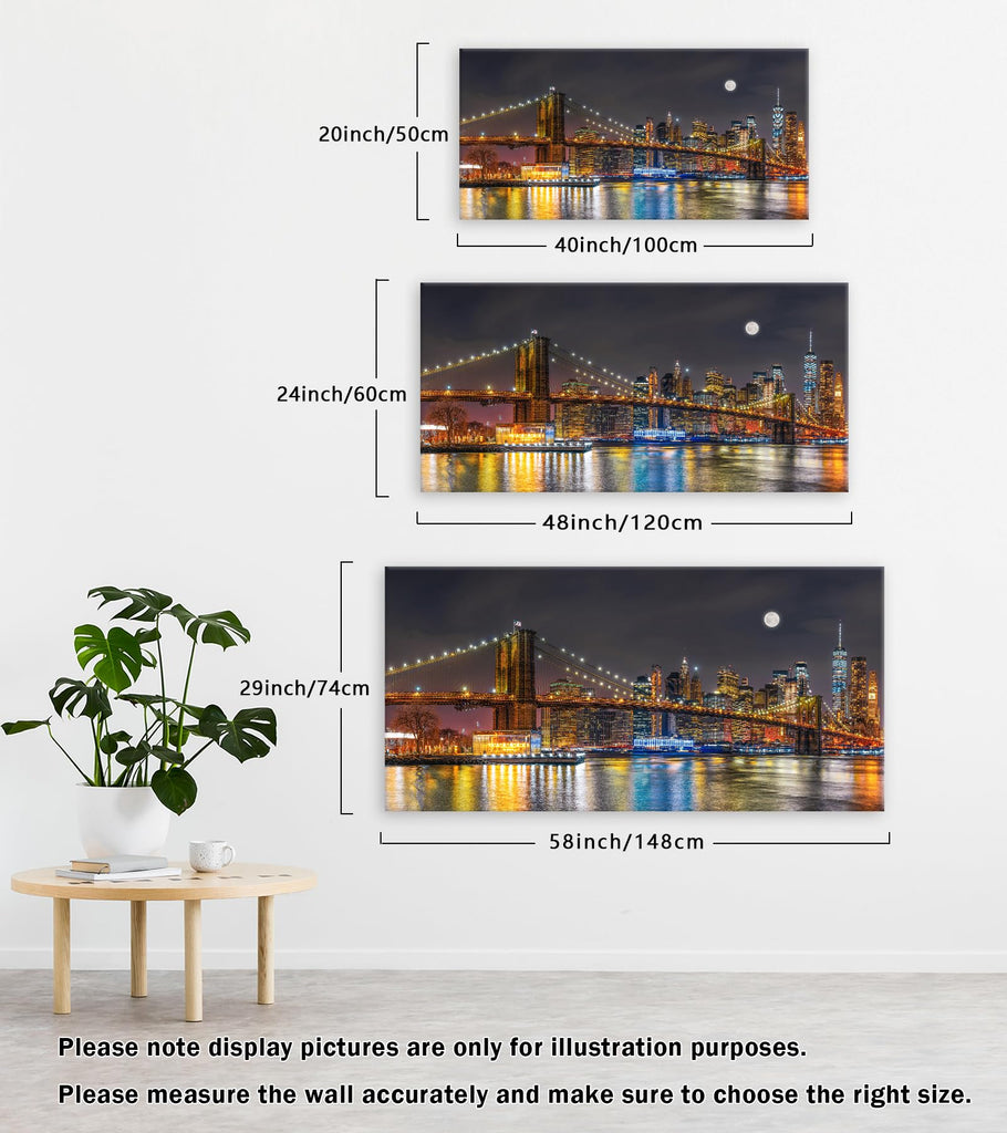 Brooklyn Bridge Night Skyline Canvas Wall New York Poster